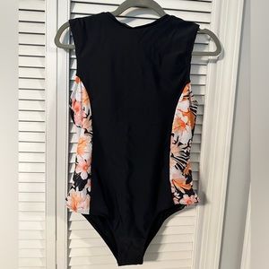 Black Floral One Piece Swimsuit